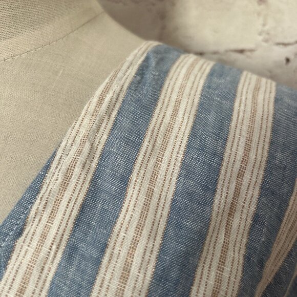 Boden Womens Dress Linen Kaftan Maxi Porcelain Blue Lurex Stripe Size 12P Petite - Picture 3 of 7